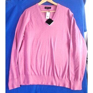 Brooks Brothers Sweater Men's Large Pink Pullover V-Neck 100% Supima Cotton NEW